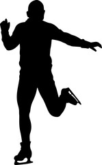 Ice Skater Silhouette Vector Black Winter Sports Clipart on White Background