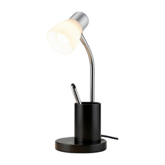 Modern desk lamp with pen holder on transparent background