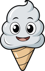 Happy ice cream cone sweet dessert vector icon 