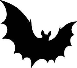 Flying Bat Silhouette Vector Black Nocturnal Animal Clipart on White Background