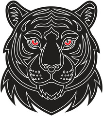 head of a tiger vector icon on a white background