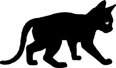 Stretching Cat Silhouette Vector Black Animal Clipart on White Background