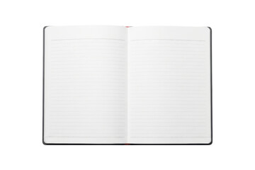 Blank open notebook with lined pages for writing and note-taking