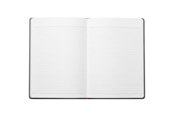 Blank open notebook with lined pages for writing and note-taking