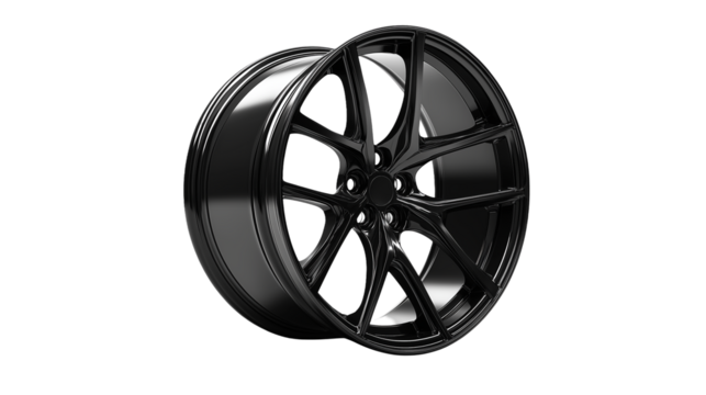 black wheel rim isolated on  white background , transparent png 