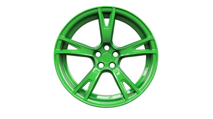 green wheel rim isolated on  white background , transparent png 