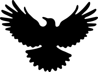 Flying Crow Silhouette Vector Black Bird Clipart on White Background