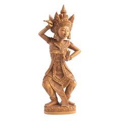 Intricate balinese female dancer statue with traditional headdress and pose
