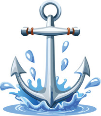 Heavy Boat Anchor Making a Splash as It Drops into Water