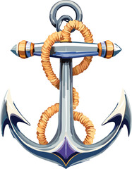 Quirky Boat Anchor Wearing Shell Earrings Vector Isolated on Transparent Background