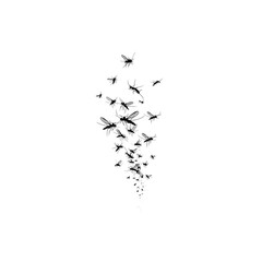 flock of birds flying silhouette vector