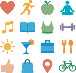 Icons Representing Healthy Lifestyle Choices And Activities For Well Being