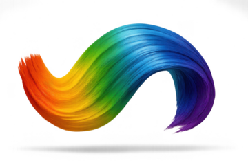 Vibrant rainbow-colored abstract stroke isolated on transparent background