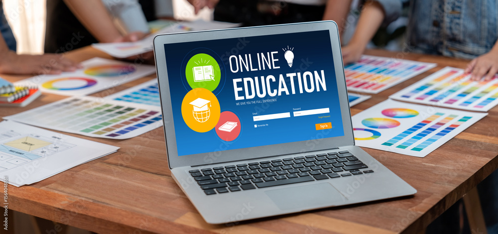 Poster E-learning website with brisk sofware for student to study online on the internet network