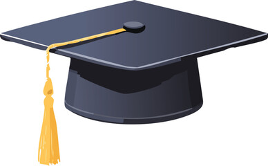 Graduation Cap Tossed in the Air Surrounded by Sparkles
