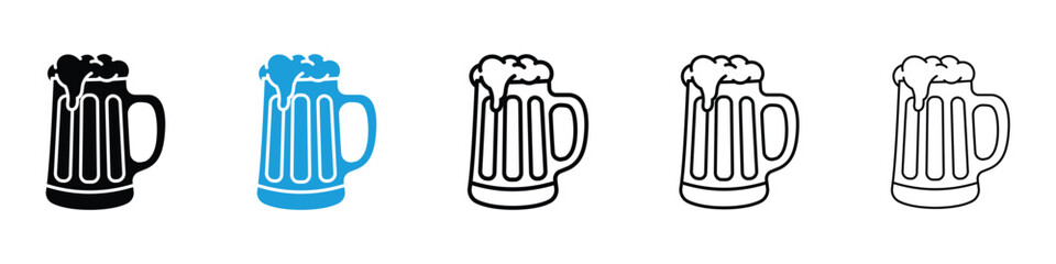 Beer icon in Editable stroke and solid flat vector pack