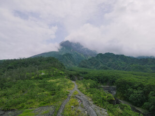 Volcanic Landscape with Lush Hills.
