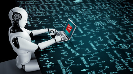 Virus warning alert on computer screen detected modish cyber threat , hacker, computer virus and...