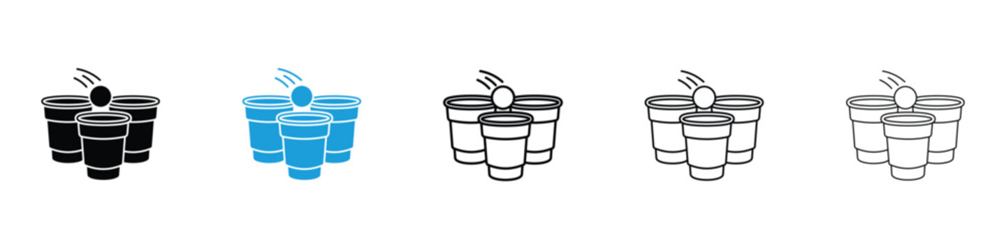 Beer pong icon in Editable stroke and solid flat vector pack