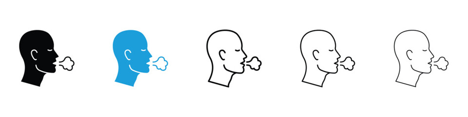 Breath icon in Editable stroke and solid flat vector pack