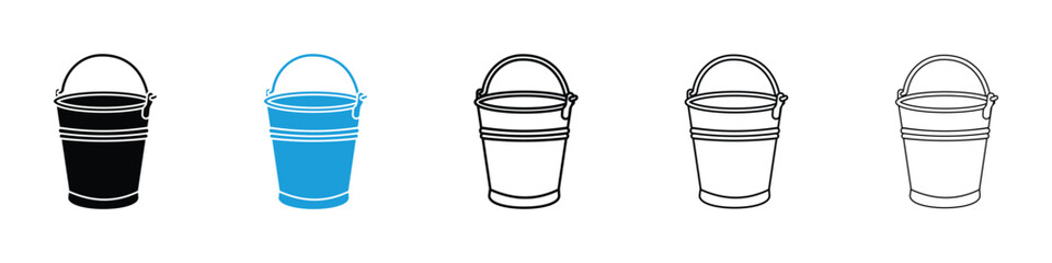 Bucket icon in Editable stroke and solid flat vector pack