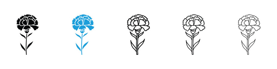 Carnation icon in Editable stroke and solid flat vector pack