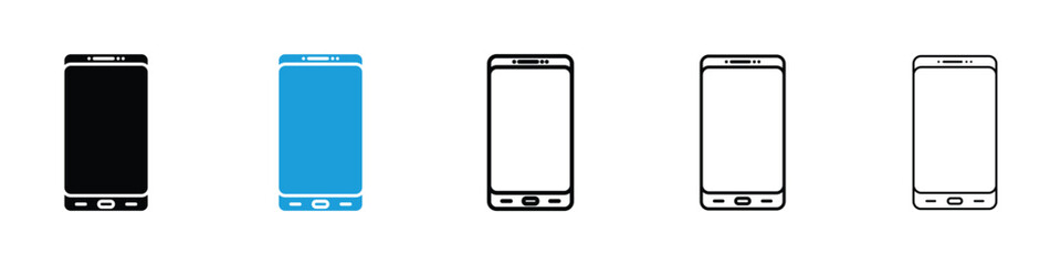 Cell phone icon in Editable stroke and solid flat vector pack