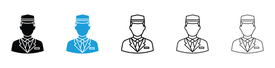 Concierge icon in Editable stroke and solid flat vector pack