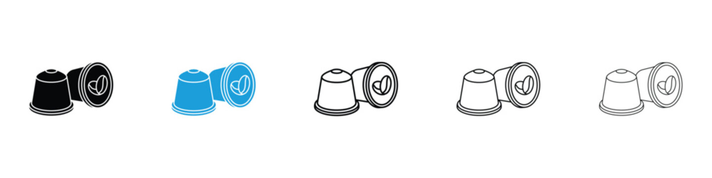 Coffee capsule icon in Editable stroke and solid flat vector pack