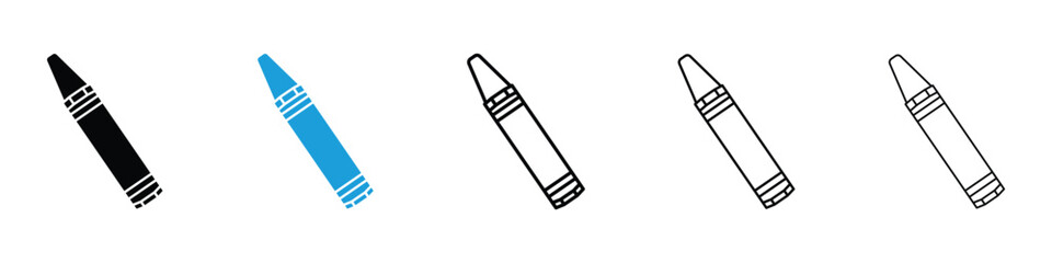 Crayon icon in Editable stroke and solid flat vector pack