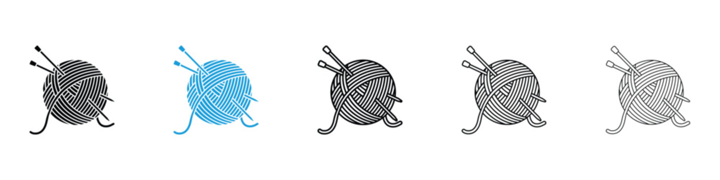 Crochet icon in Editable stroke and solid flat vector pack