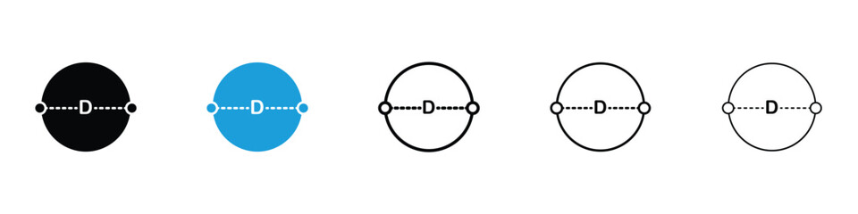 Diameter icon in Editable stroke and solid flat vector pack