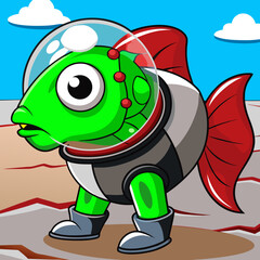 vector illustration of a cartoon fish