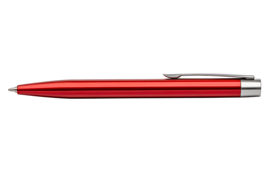 A red metal pen isolated on transparent background
