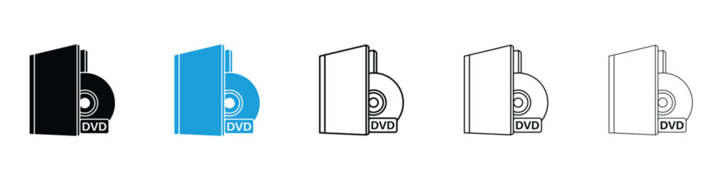 DVD icon in Editable stroke and solid flat vector pack