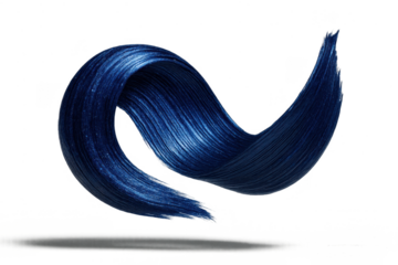 Abstract dark blue wavy brushstroke isolated on transparent background, modern elegant design