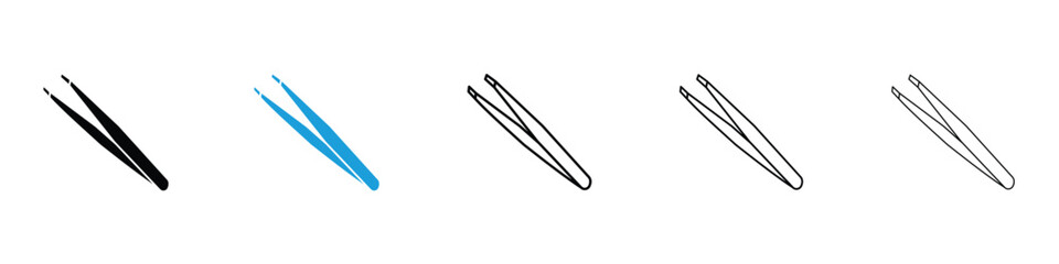 Eyebrow tweezers icon in Editable stroke and solid flat vector pack