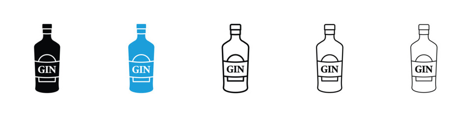 Gin icon in Editable stroke and solid flat vector pack