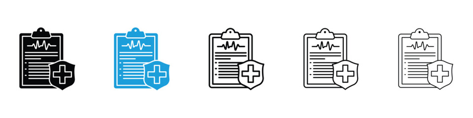 Health insurance icon in Editable stroke and solid flat vector pack