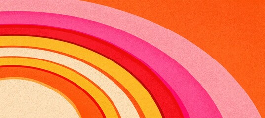 Retro 70s Sunburst Background with Vibrant Orange, Pink, and Yellow Palette