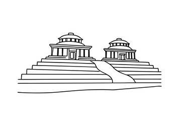 Monumental architecture with tiered steps and domed structures