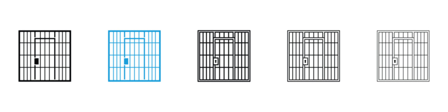 Jail icon in Editable stroke and solid flat vector pack