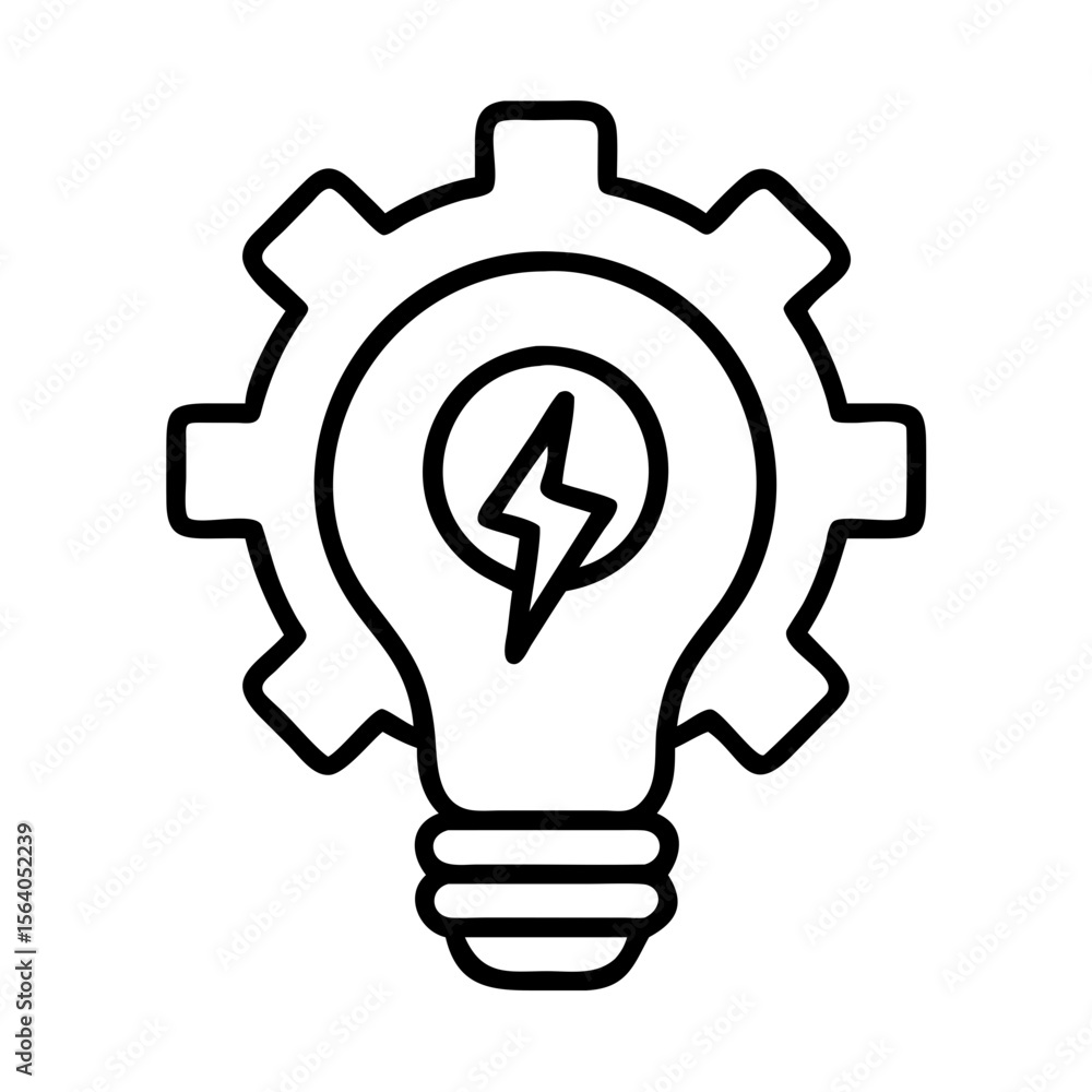 Poster lightbulb gear mechanism icon for innovation creative thinking and problem solving concept design on