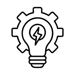 Lightbulb gear mechanism icon for innovation creative thinking and problem solving concept design on transparent background