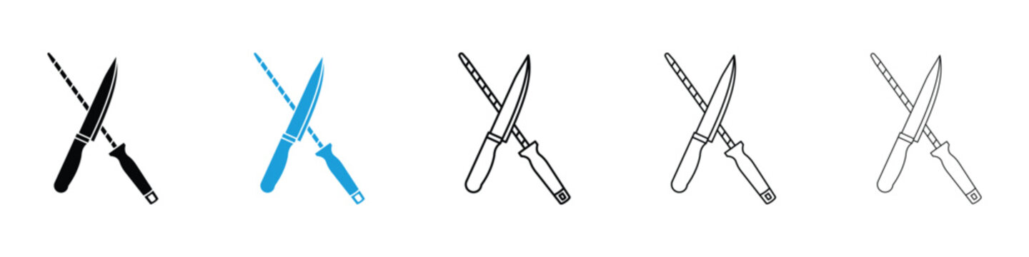 Knife sharpener icon in Editable stroke and solid flat vector pack