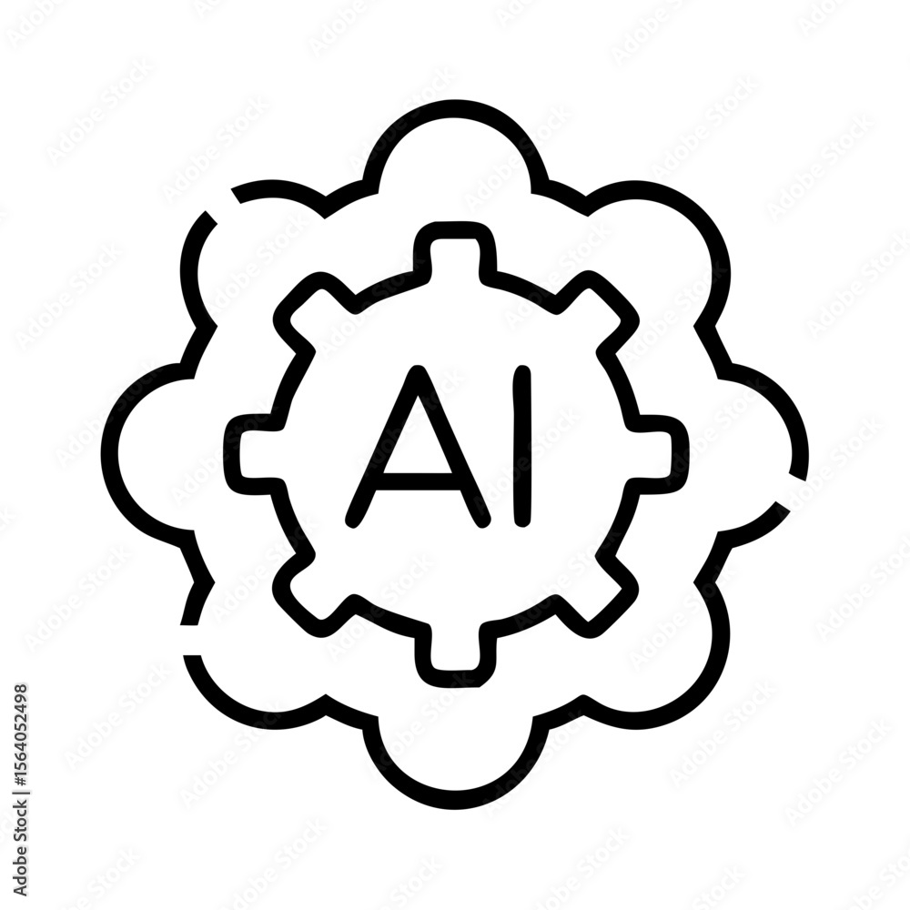 Poster ai artificial intelligence machine learning cogwheel icon for technology and innovation concept on t