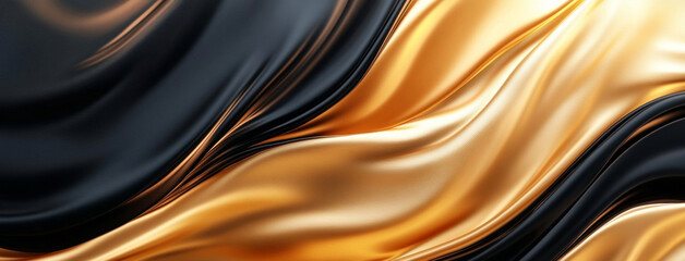 Abstract flowing gold and gray fabric creating dynamic wave patterns design