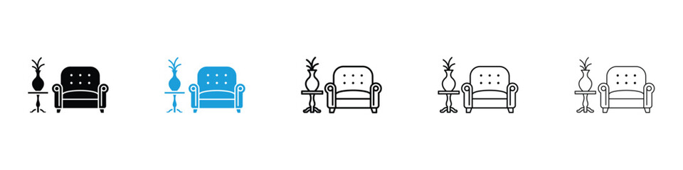 Lounge icon in Editable stroke and solid flat vector pack