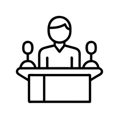 Conference speaker presentation icon vector illustration public speaking podium event meeting on transparent background
