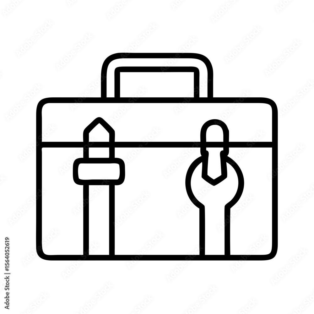 Poster toolbox icon vector illustration of a tool box with wrench and screwdriver for handyman work on tran